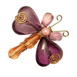 Butterfly Brooch Beaded Small Cute Pin Wire Wrapped Accessory